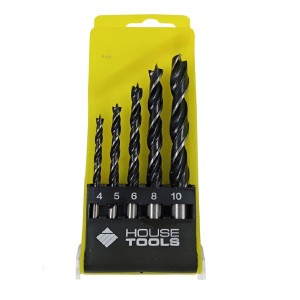 Jogo 5 Brocas Madeira Tamanho 4/5/6/8/10 Mm Com Estojo