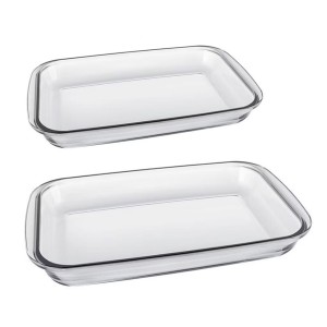 Kit Marinex c/ 2 Formas de Vidro Temperado Assados Versáteis Forno, Cozidos, Assados, Resistentes e Práticas