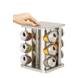 Porta Condimentos Temperos Giratório Inox 12 Potes 90ml Cada