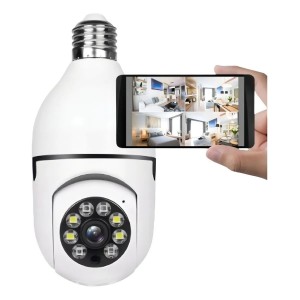 Câmera De Segurança Lâmpada Ip Wifi Visão Noturna Interna App 360º
