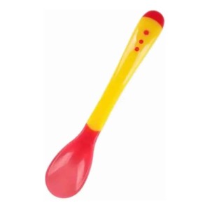 Colher Infantil Termo Sensível Proteção Silicone Bebe Amarelo