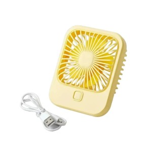 Mini Ventilador Portátil Recarregável 3 Velocidades Amarelo QD