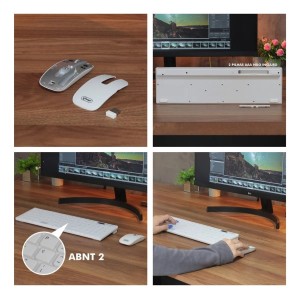Kit Teclado E Mouse Sem Fio Wireless Bluetooth Slim 2.4 Ghz Mouse Branco